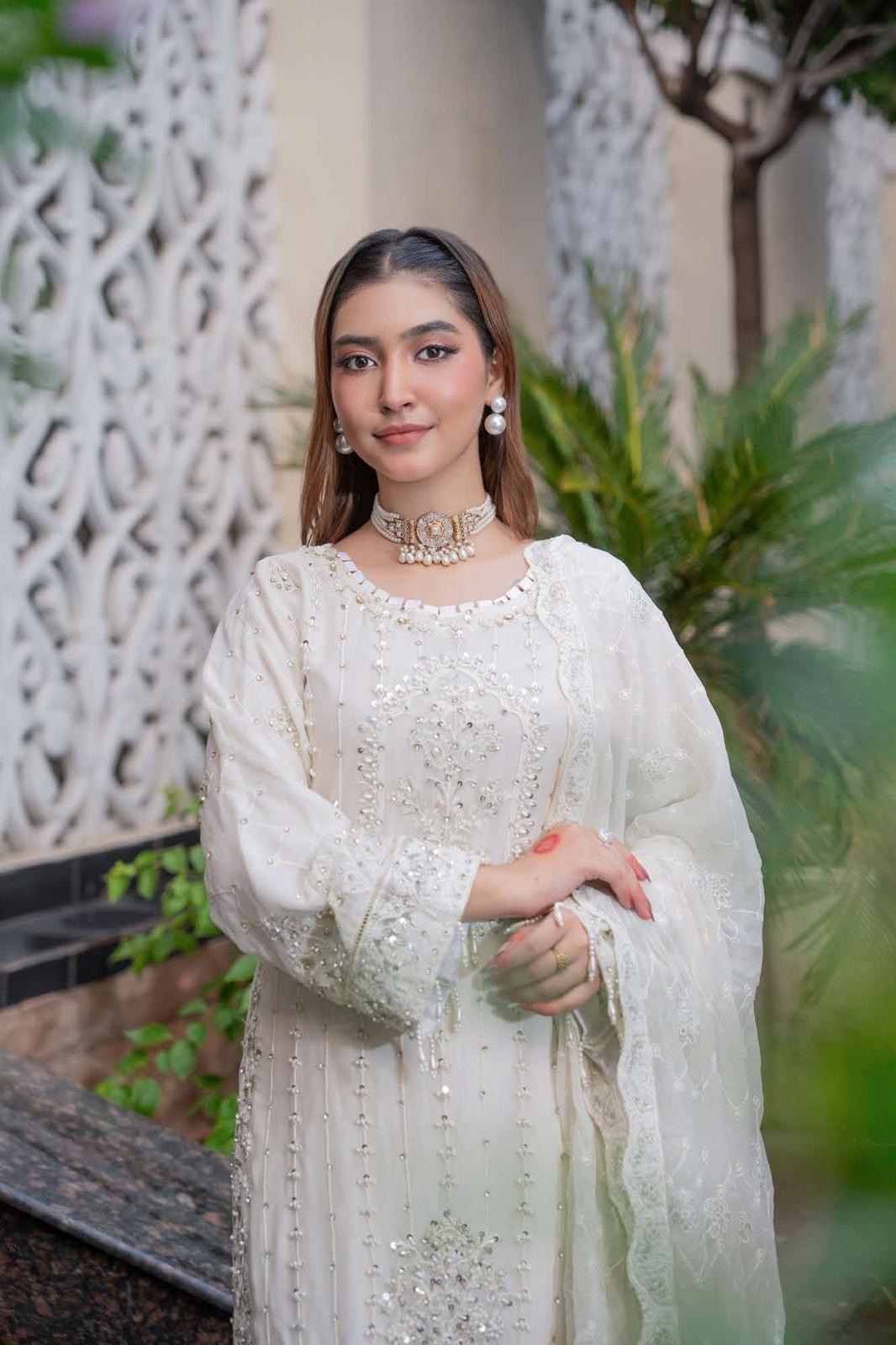 Chiffon Lux Embroidered Suit- design 5 -