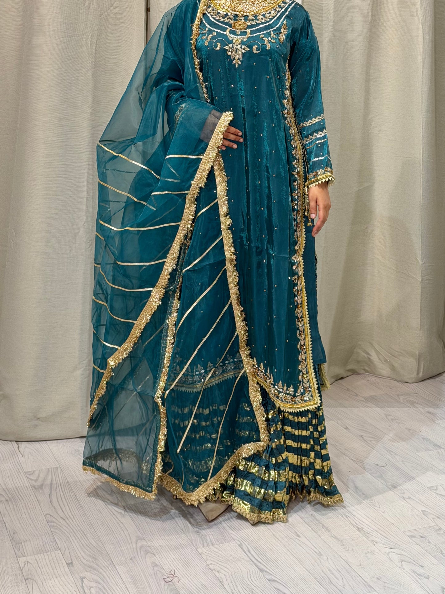 Soft Silk Teal Sharara