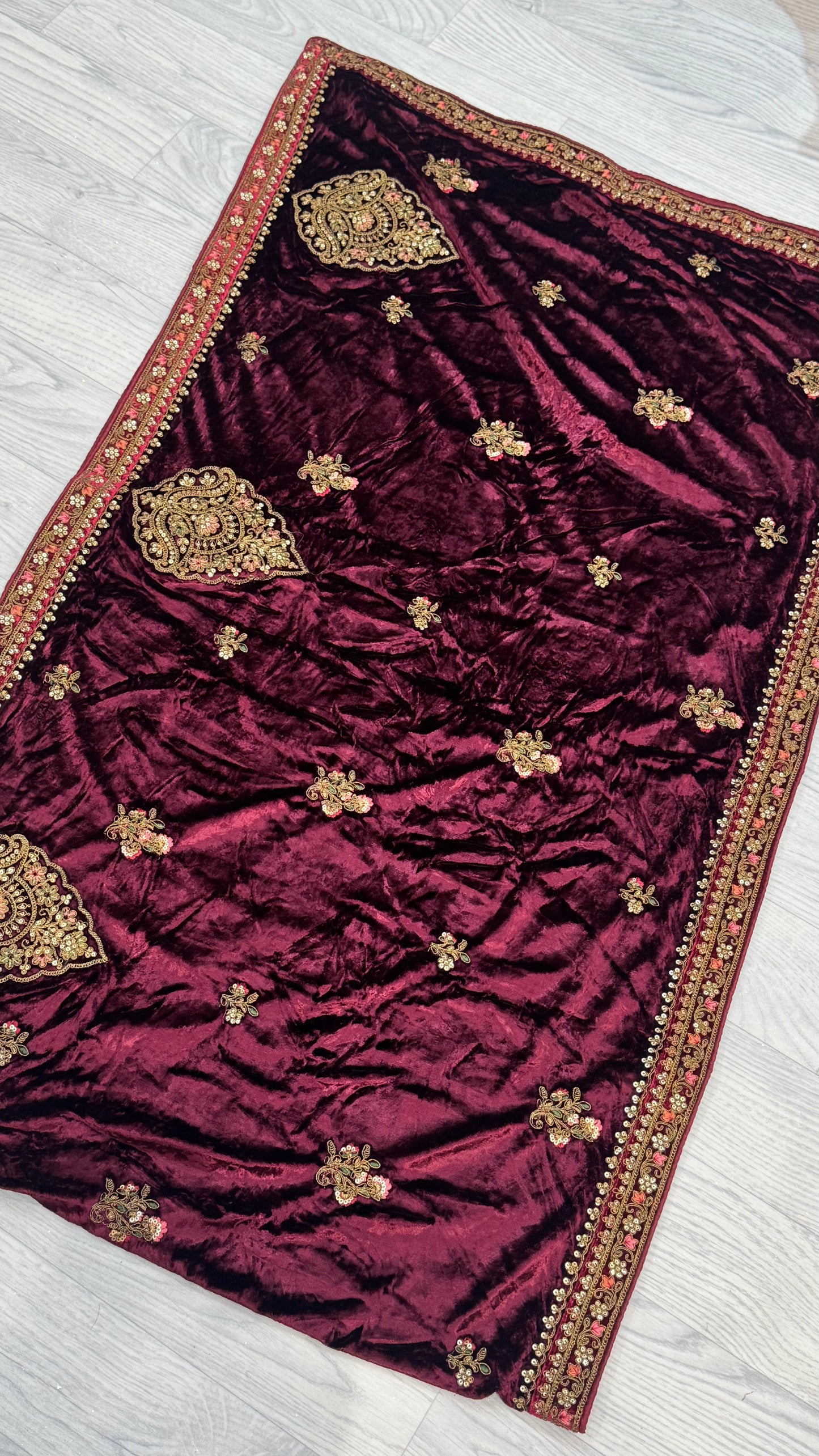 Bordeaux Velvet Dupatta