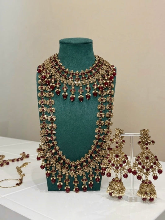 Dark Red Bridal Jewellery Set