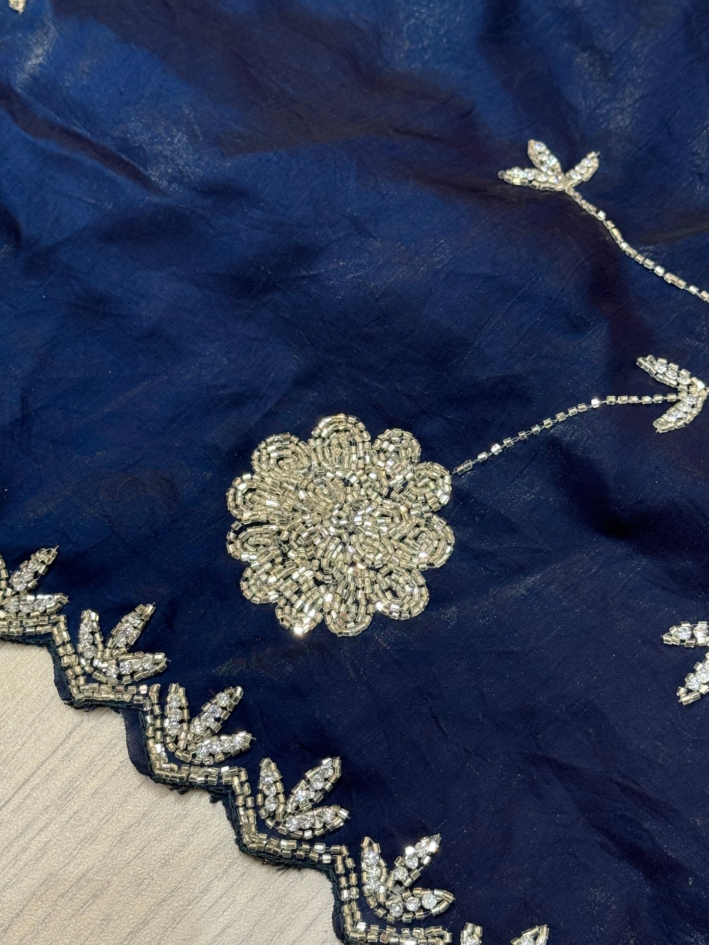 Midnight Blue Handworked Saree