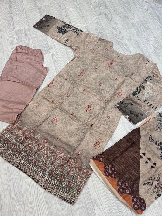 3-teiliges Suit Set aus Lawn- Suit D02