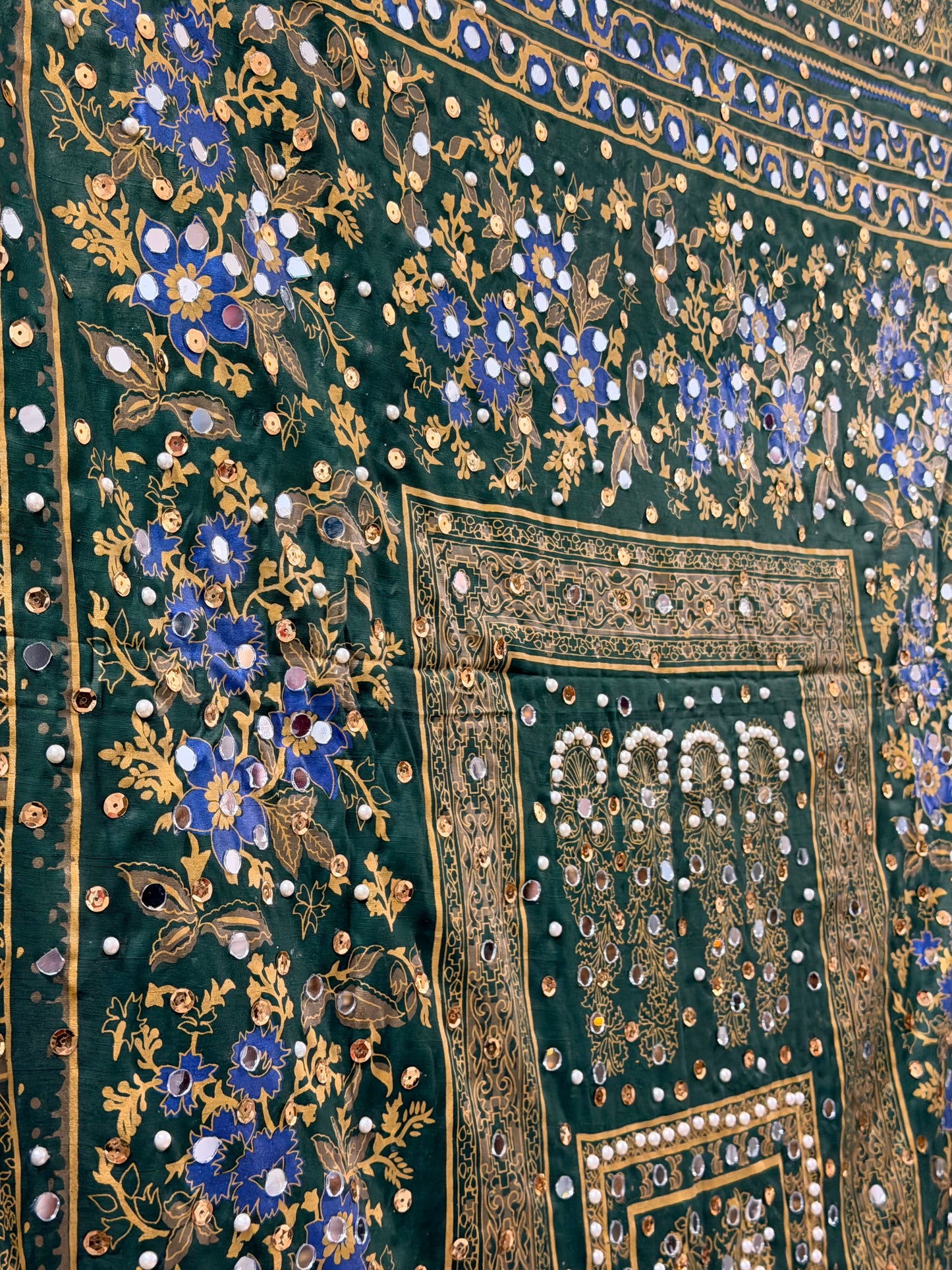 Mirror work Dupatta Green