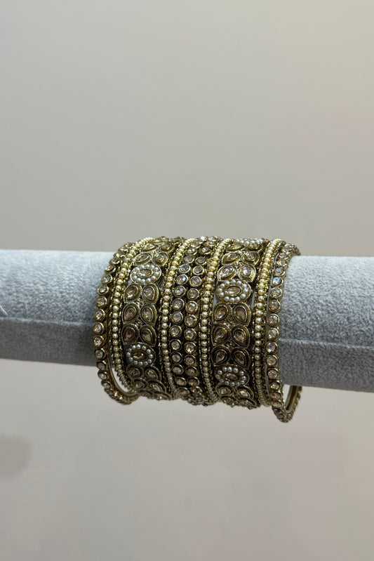 Antik Gold Metal Bangle-  (10-teilig)