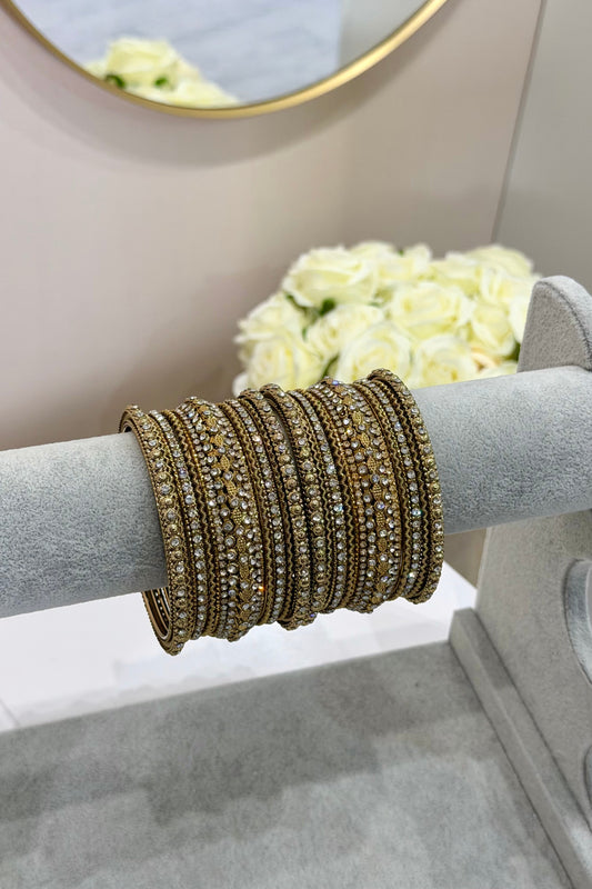 Antik Gold Metal Bangles- 18-teilig - D13