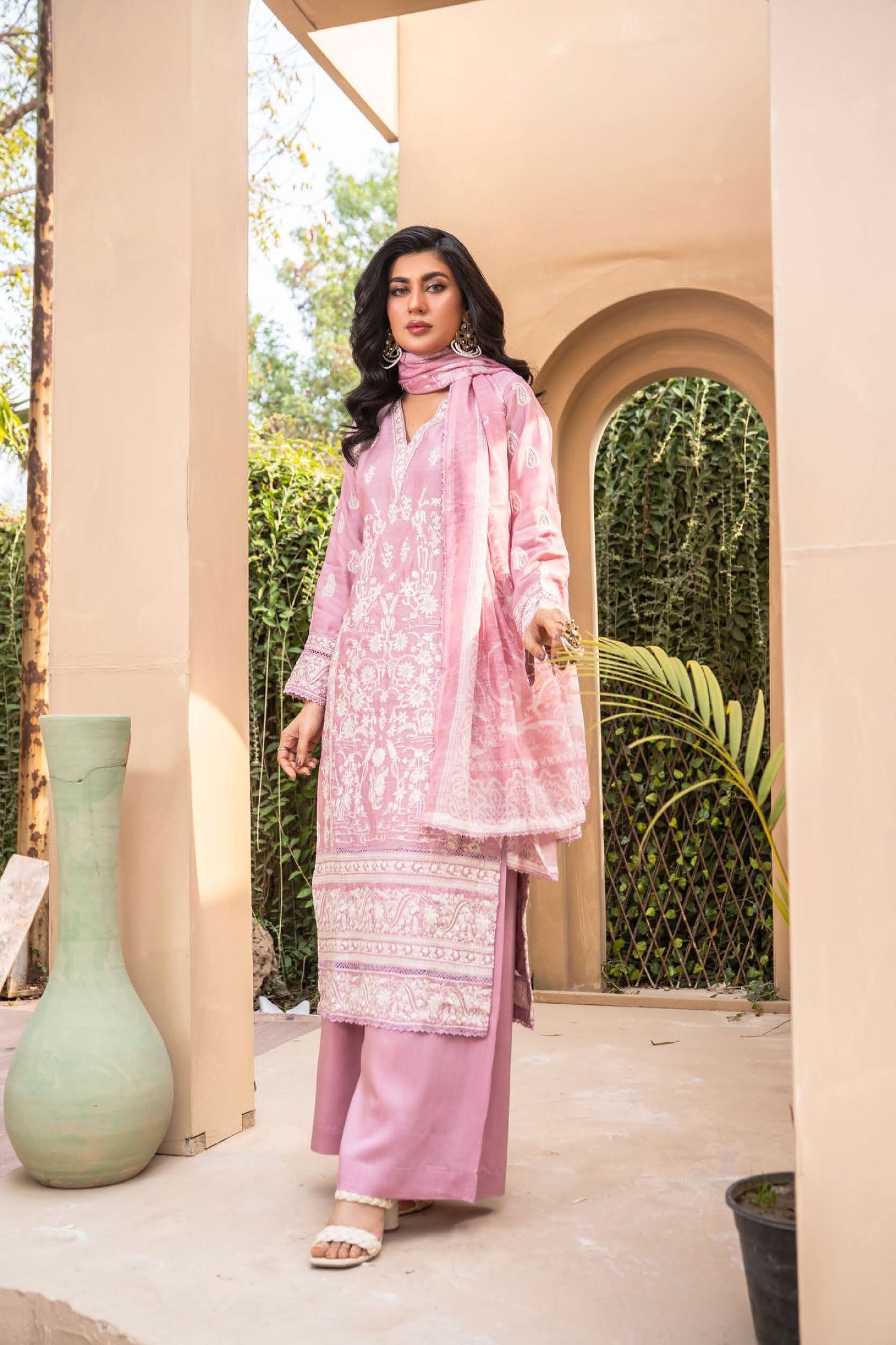 Linen Pastel Collection Sharara- Pink