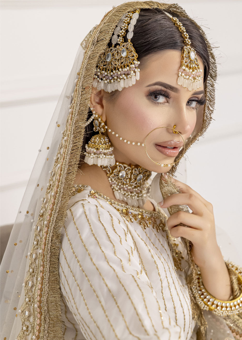 White/Gold Gharara Suit