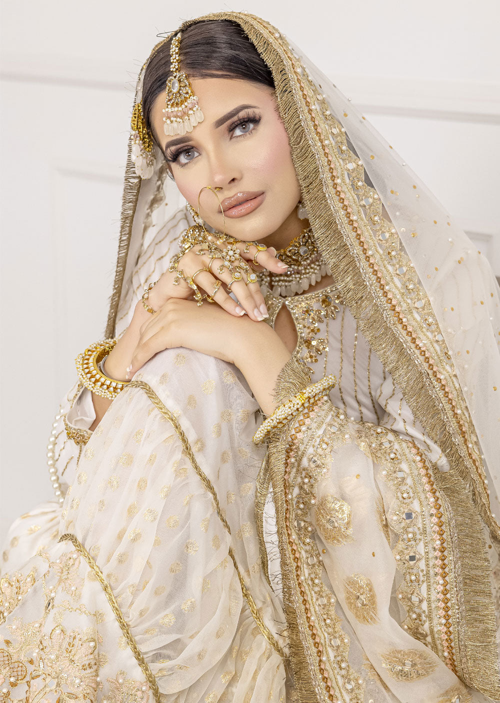 White/Gold Gharara Suit