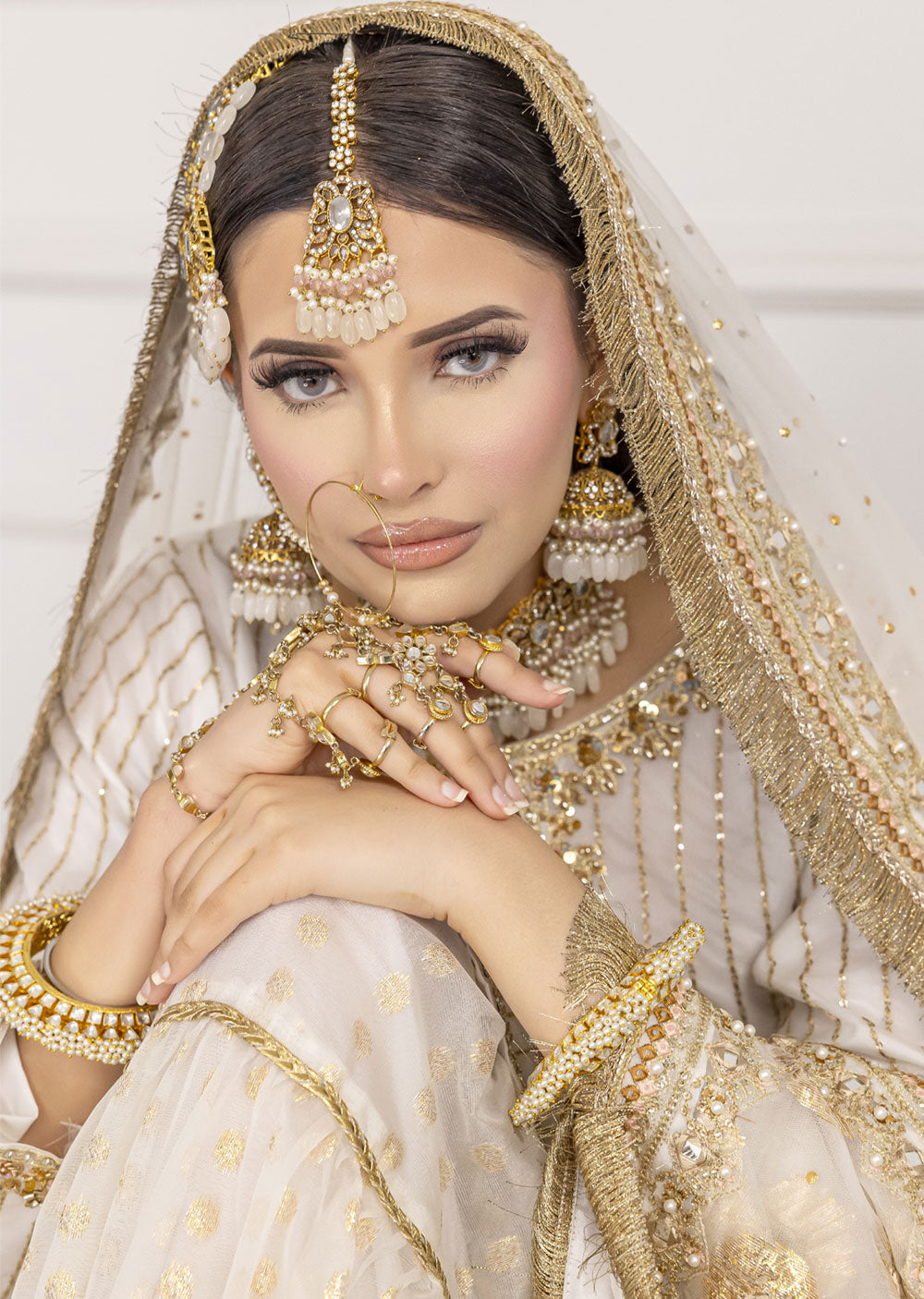 White/Gold Gharara Suit