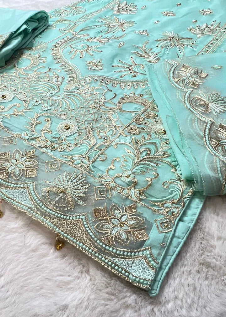 Turquoise Organza Suit MRF 663