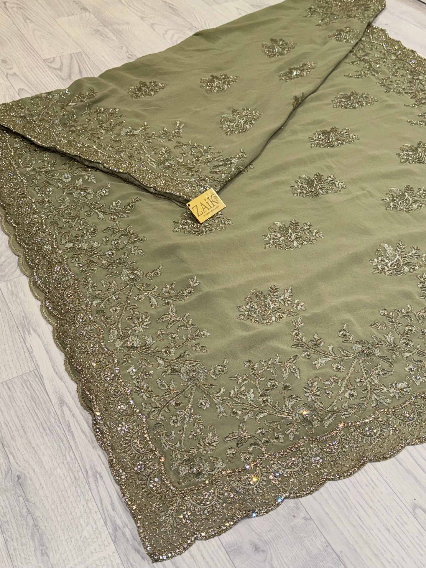 Moss Green Saree