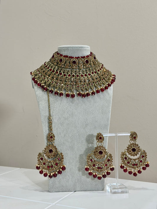Maroon LCT Bridal Jewellery Set