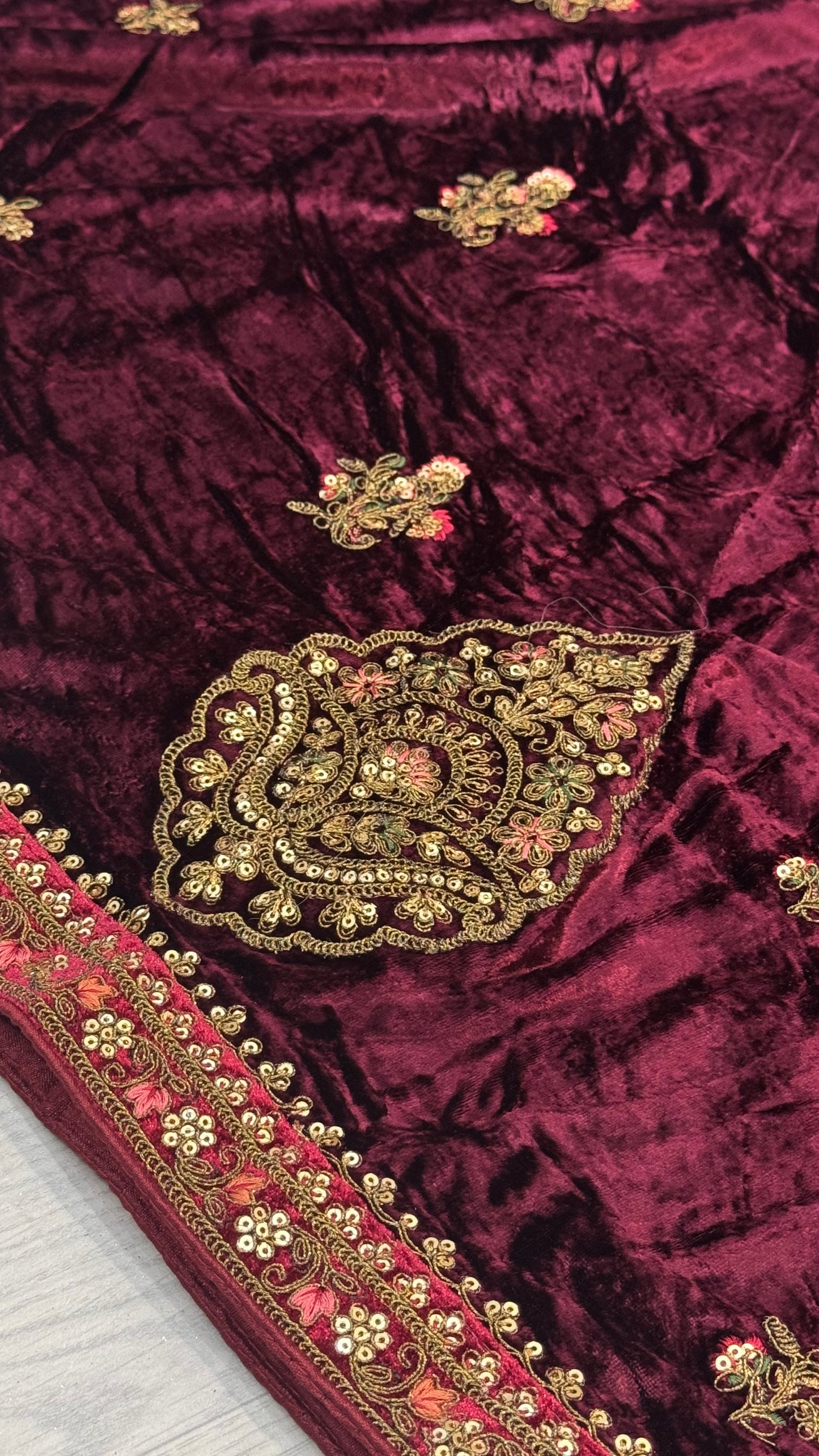 Bordeaux Velvet Dupatta