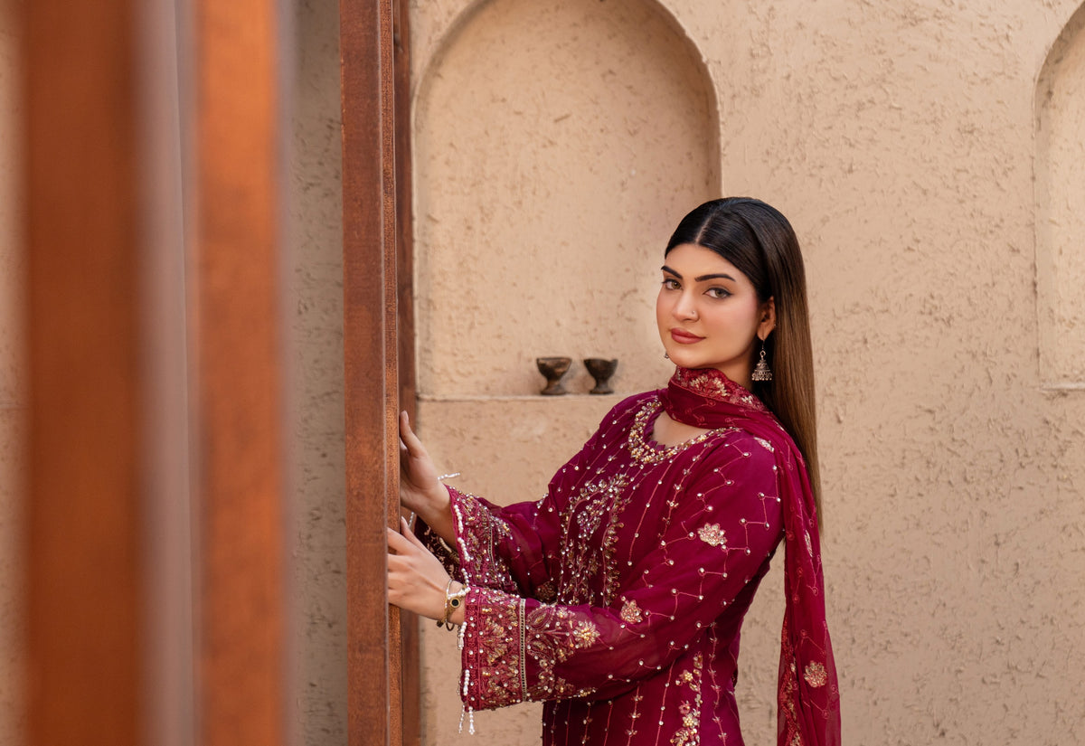 Chiffon Lux Embroidered Suit- design 2