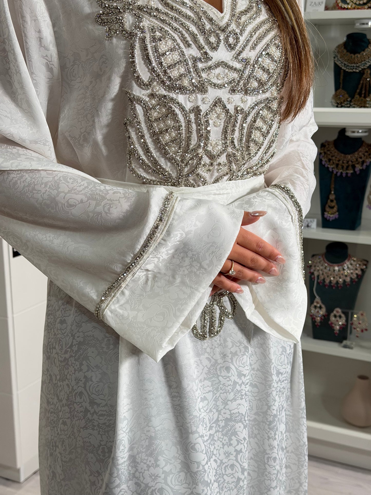 white Kaftan + Strass