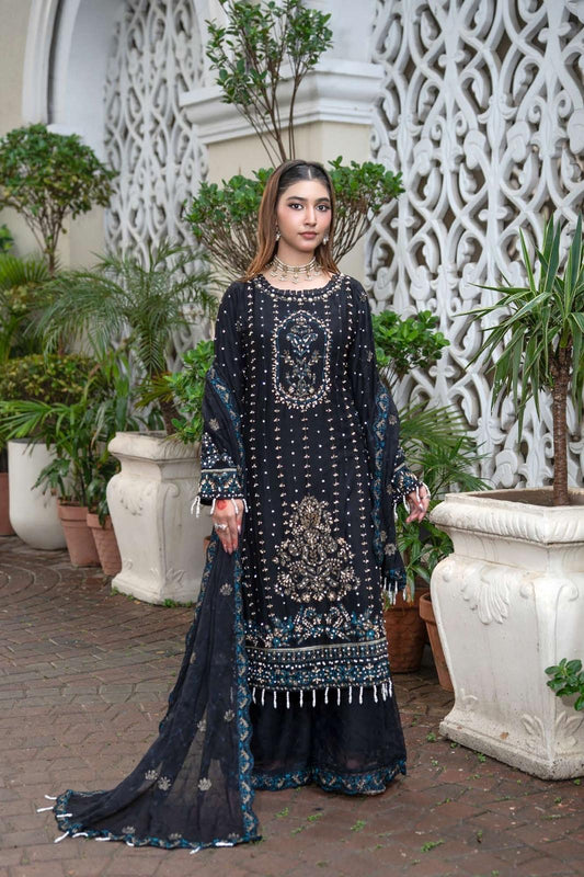 Chiffon Lux Embroidered Suit- design 8