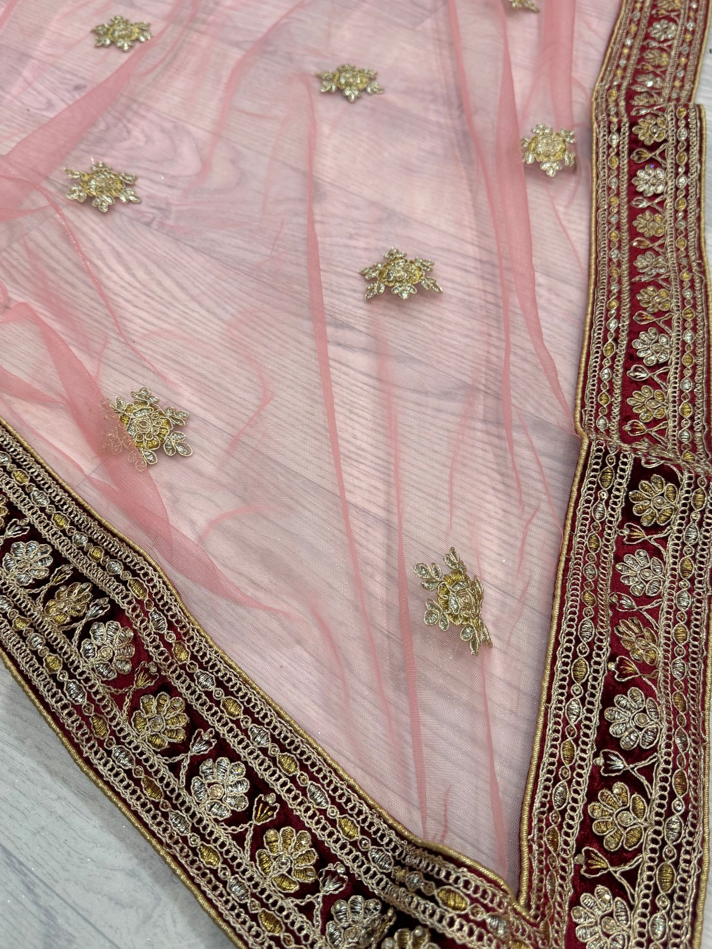 Pink Net Dupatta