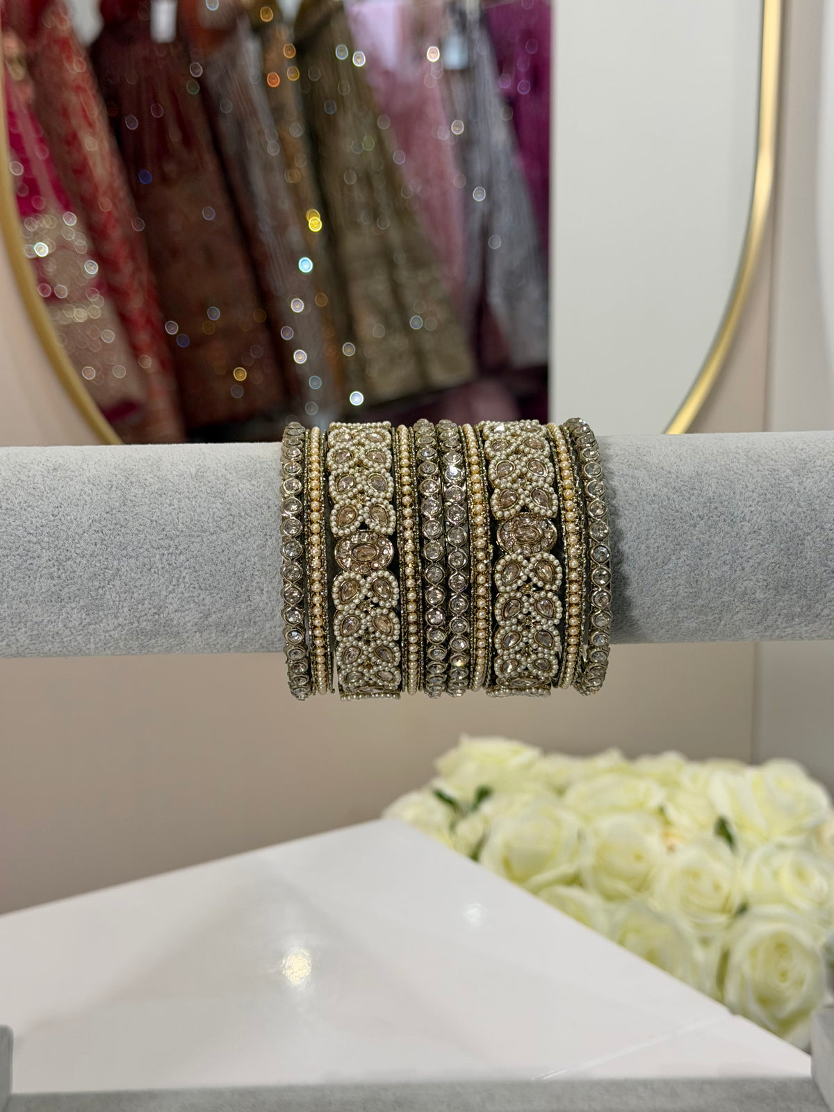 Gold / Pearl Metal Bangles - 10-teilig - D3