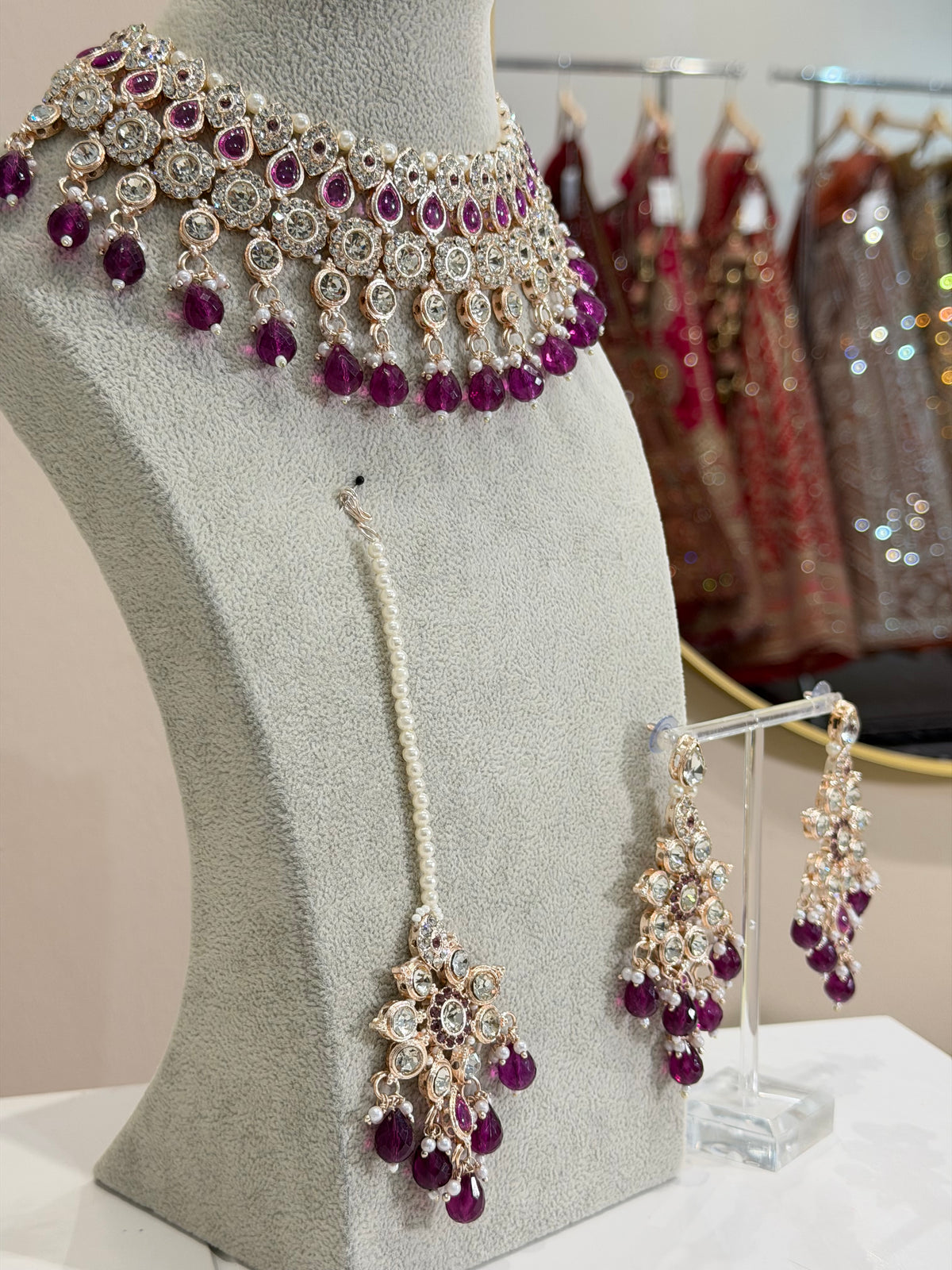 Purple / Lila Rosegold Jewellery Set