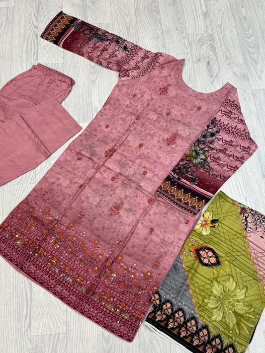 3-teiliges Suit Set aus Lawn- Suit D08
