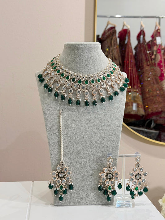 Dark Green / Rosegold Jewellery Set B27
