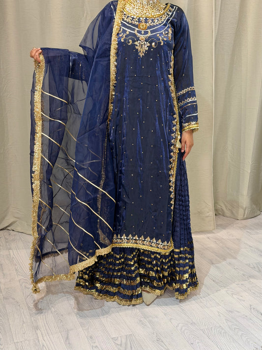 Soft Silk Marine Blue Sharara