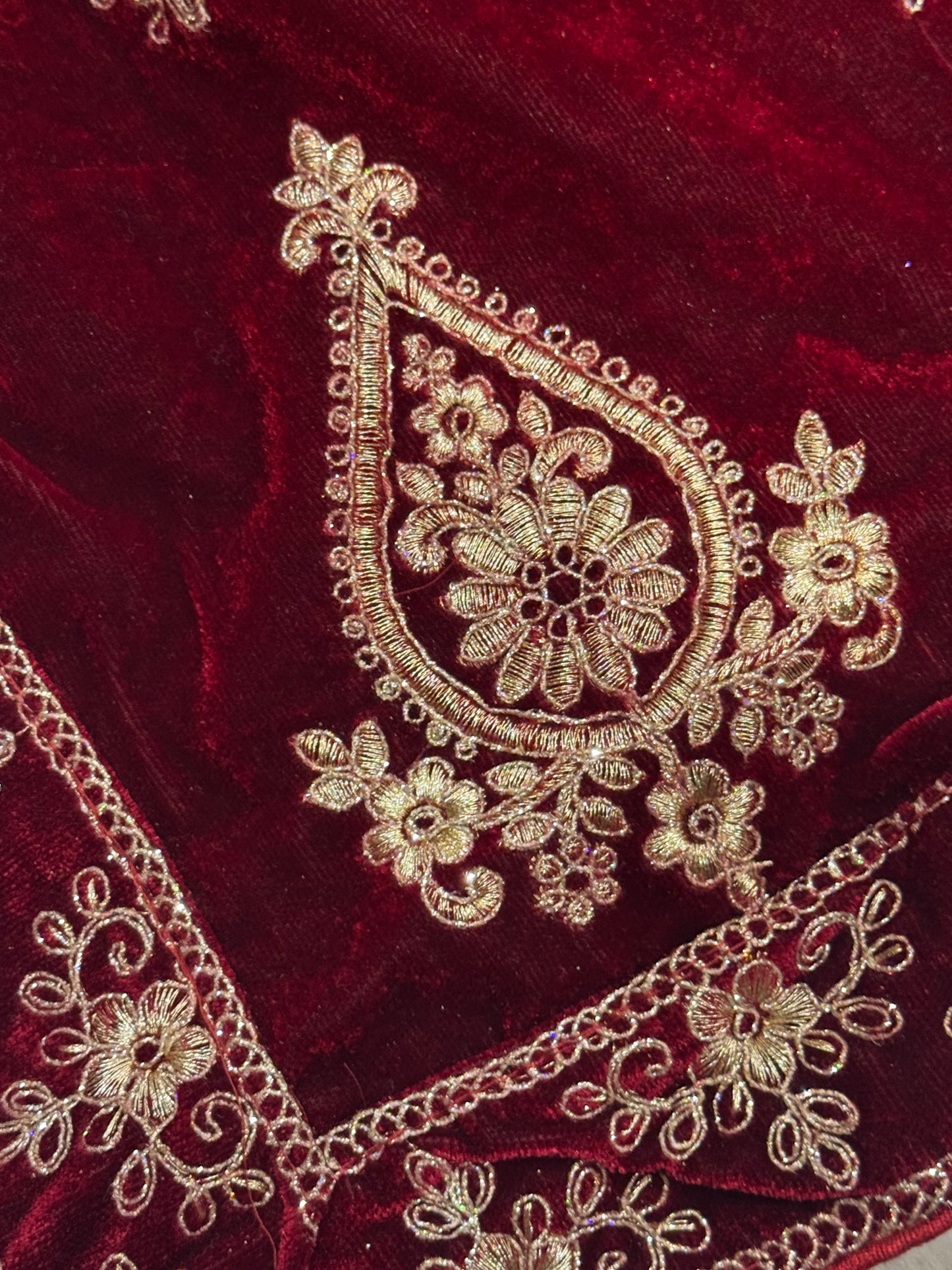 Dark Red Velvet Dupatta