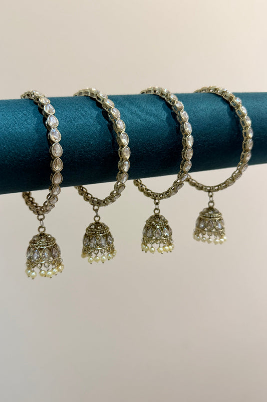 Antik-Gold Jhumka Bangles with Zirkon (4-Teilig)