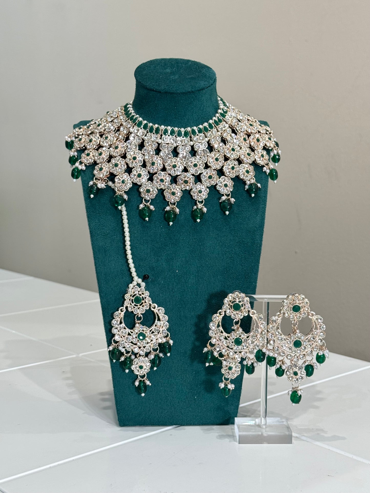 Dark Green/Rosegold Jewellery Set