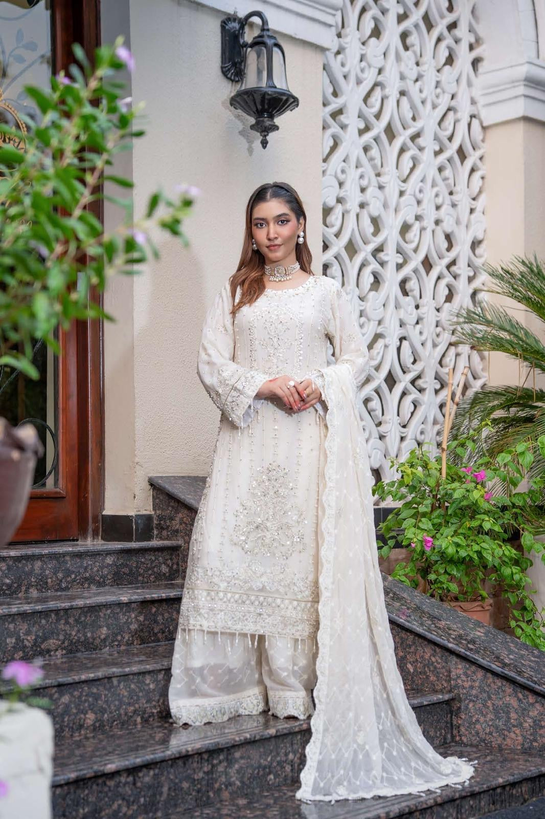 Chiffon Lux Embroidered Suit- design 5 -