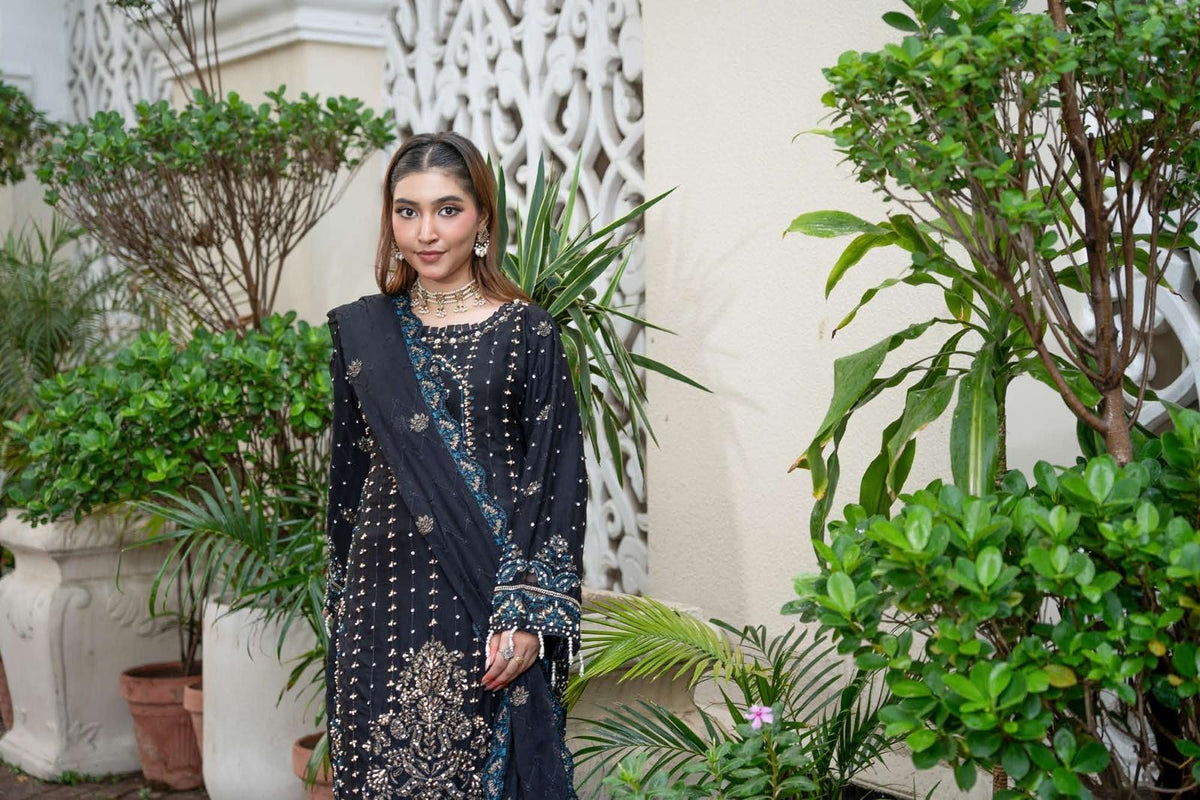 Chiffon Lux Embroidered Suit- design 8