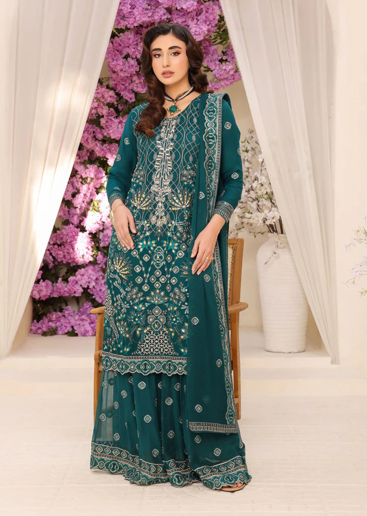 Teal Chiffon Suit 2044