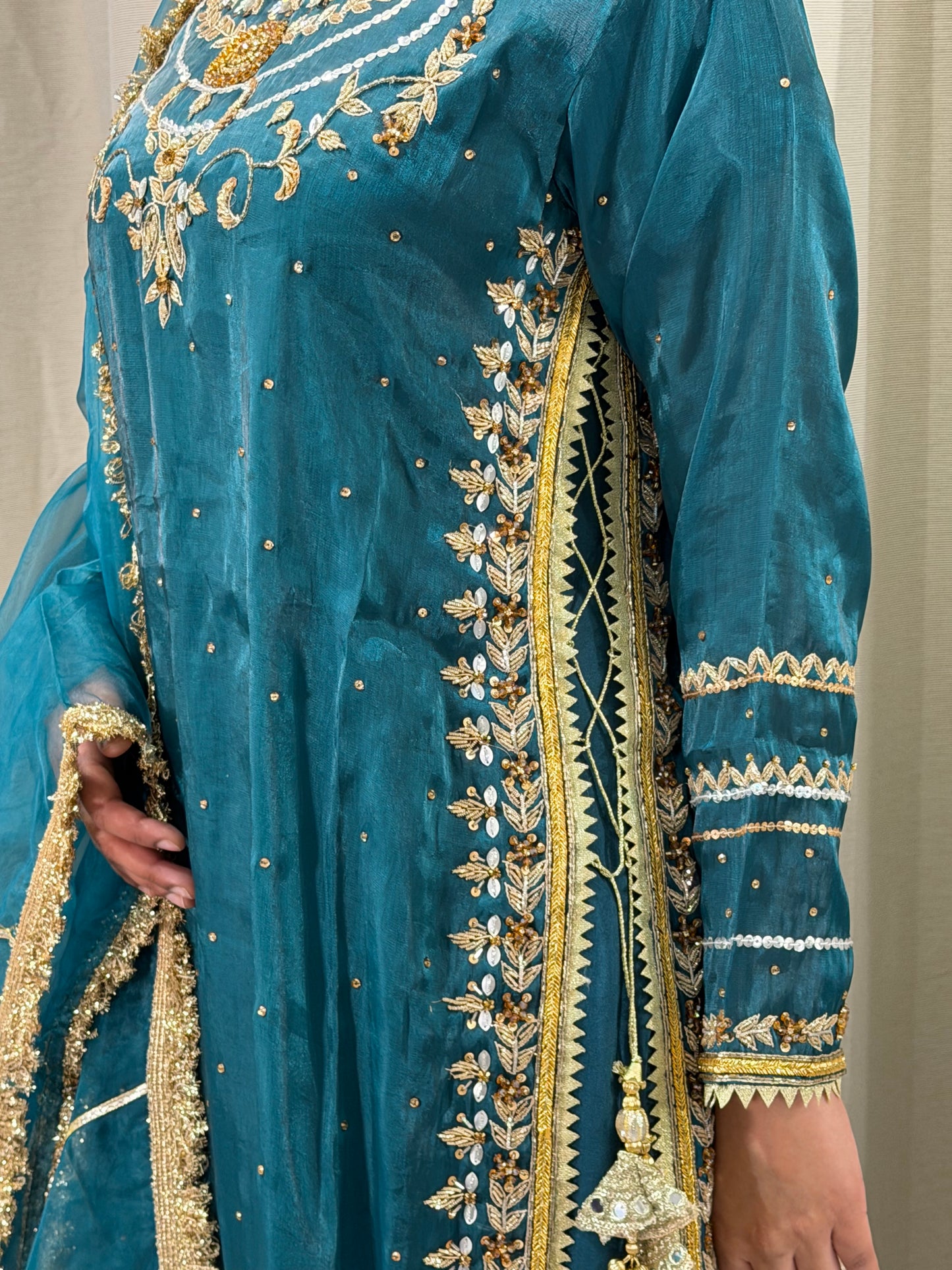 Soft Silk Teal Sharara