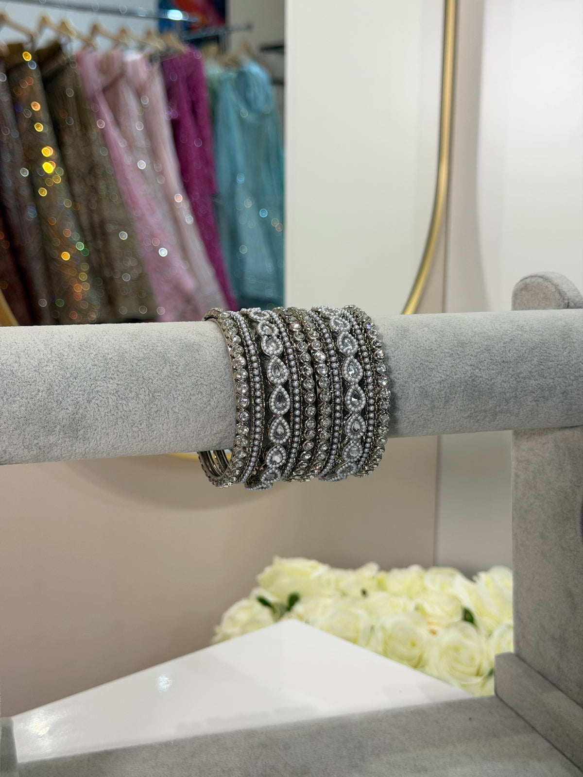 Silver Metal Bangles - 10-teilig