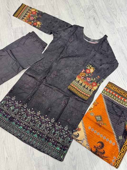 3-teiliges Suit Set aus Lawn- Suit D06
