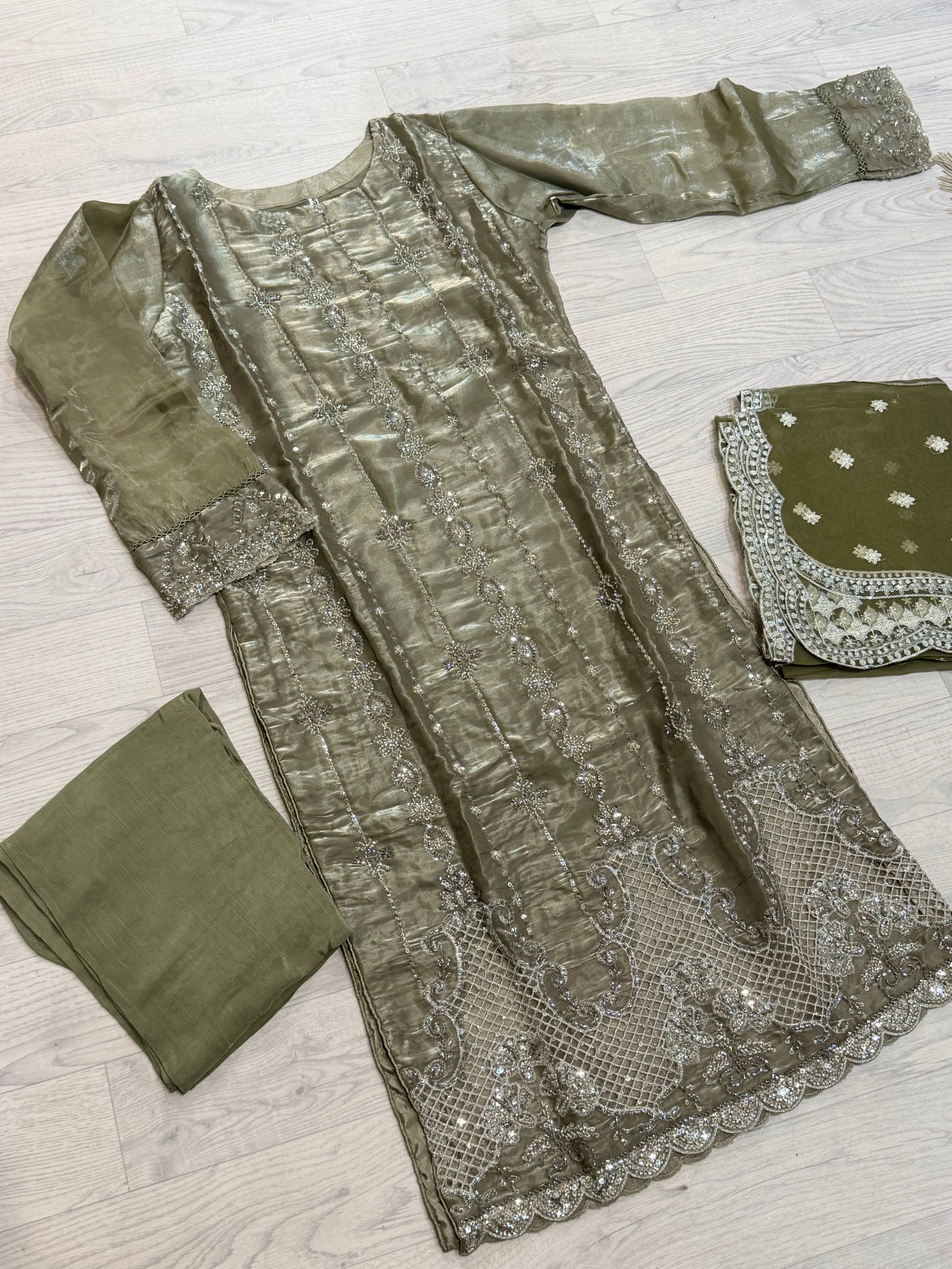 Sheesha Silk – Eid Collection- olive green