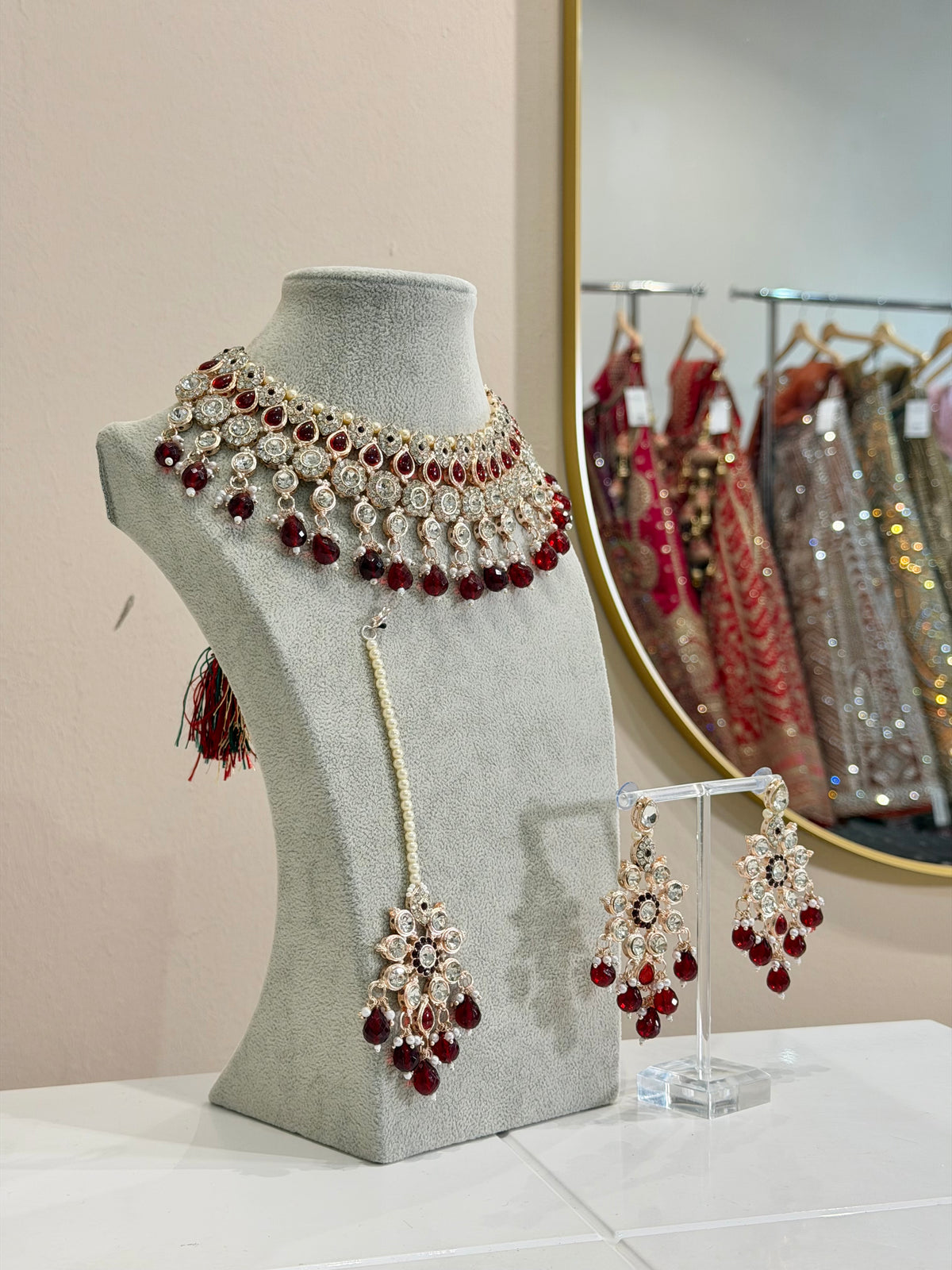 Maroon Rosegold Jewellery Set
