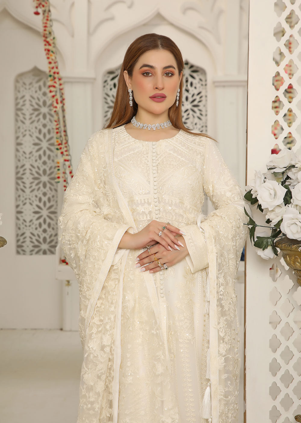 Offwhite/Ivory  Chiffon Suit 1664