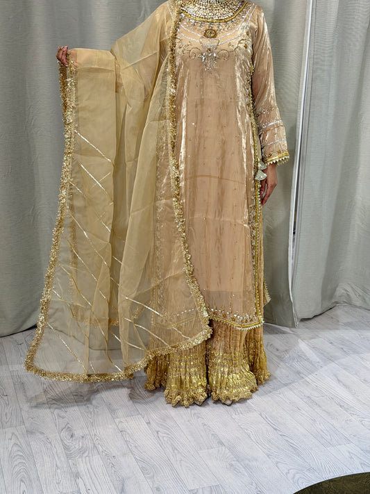 Soft Silk Gold Sharara