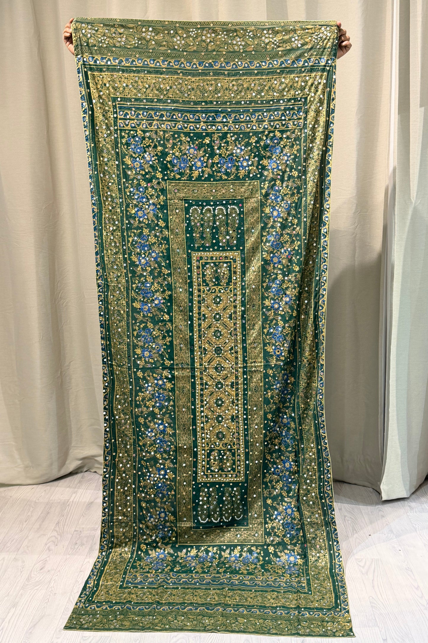 Mirror work Dupatta Green