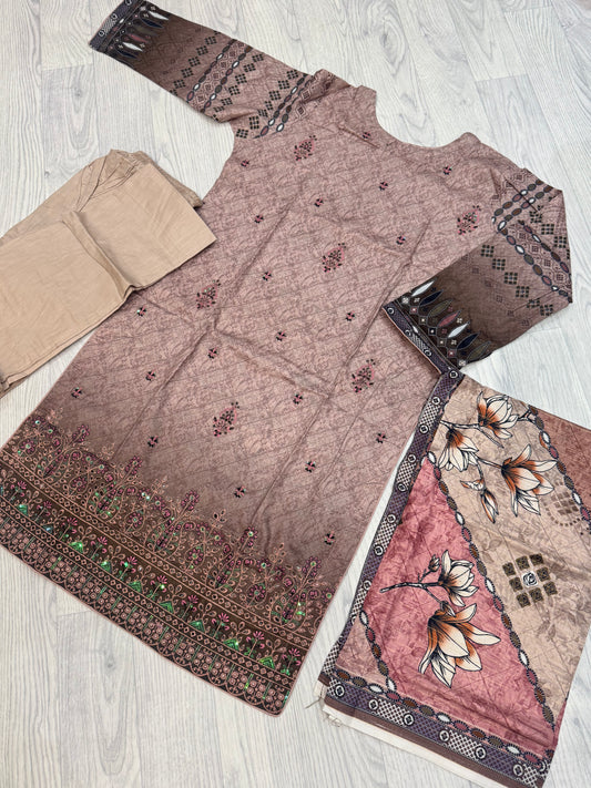 3-teiliges Suit Set aus Lawn- Suit D03