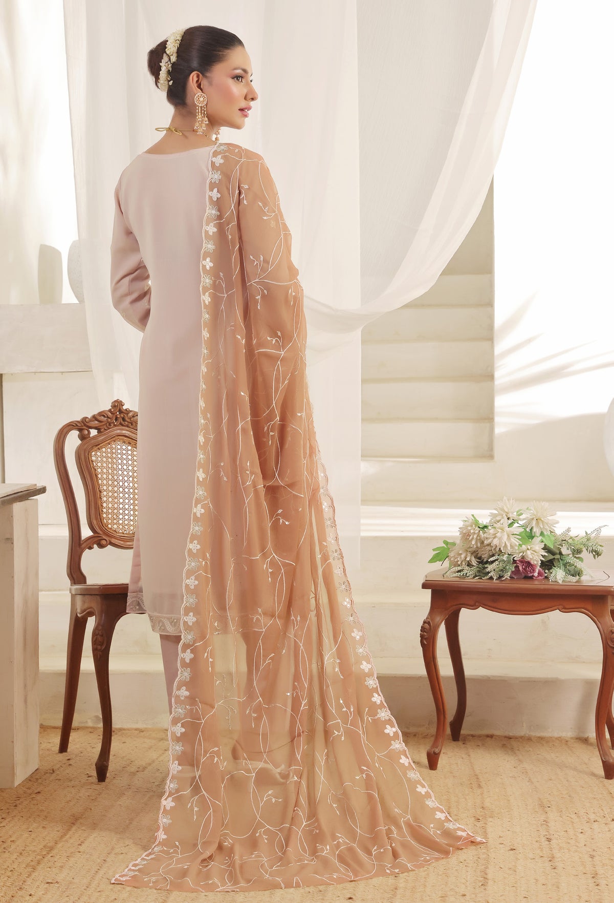 Bin Hameed Chiffon Suits- Rosé-B7