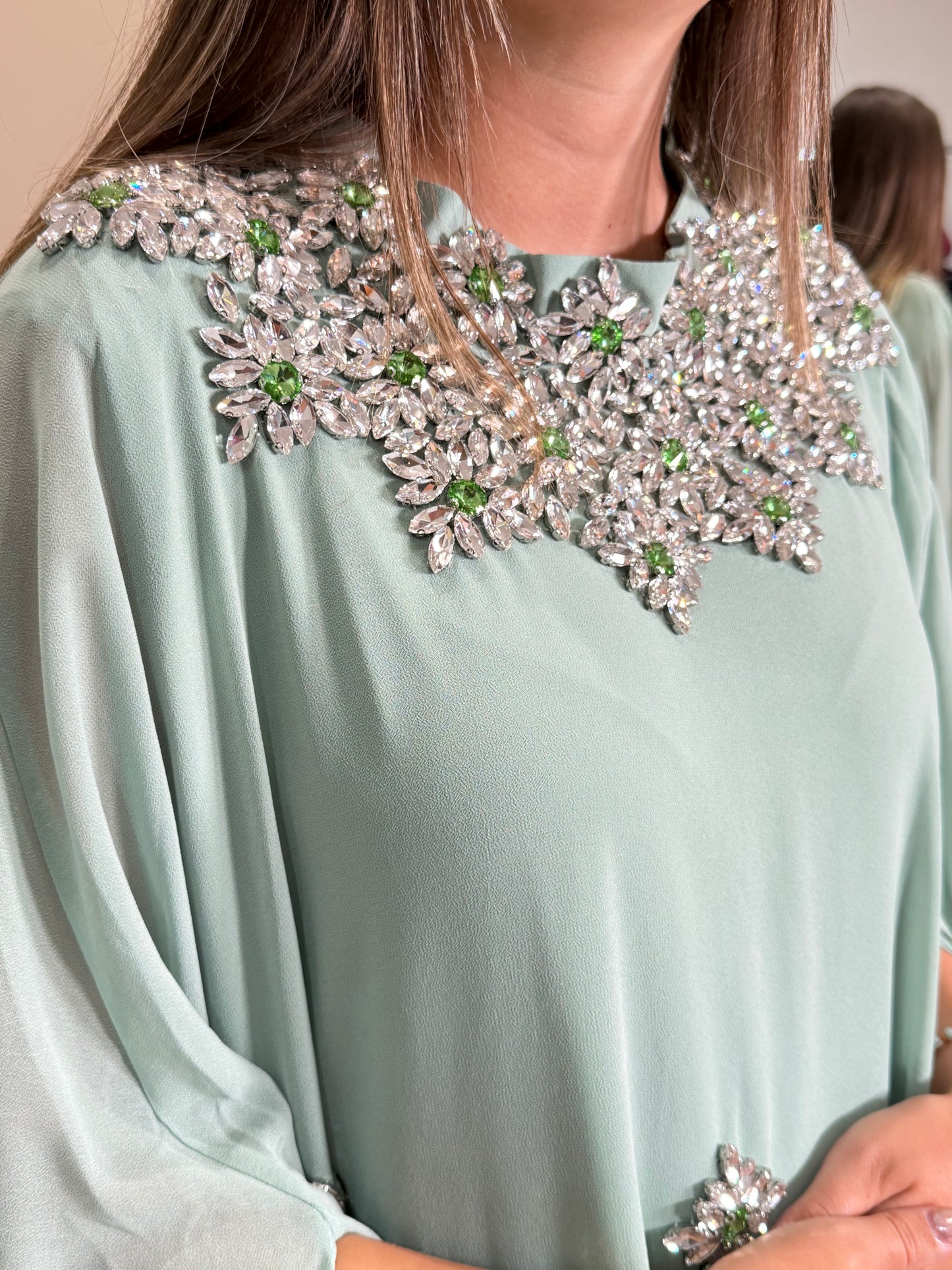 Pista green Kaftan + Strass