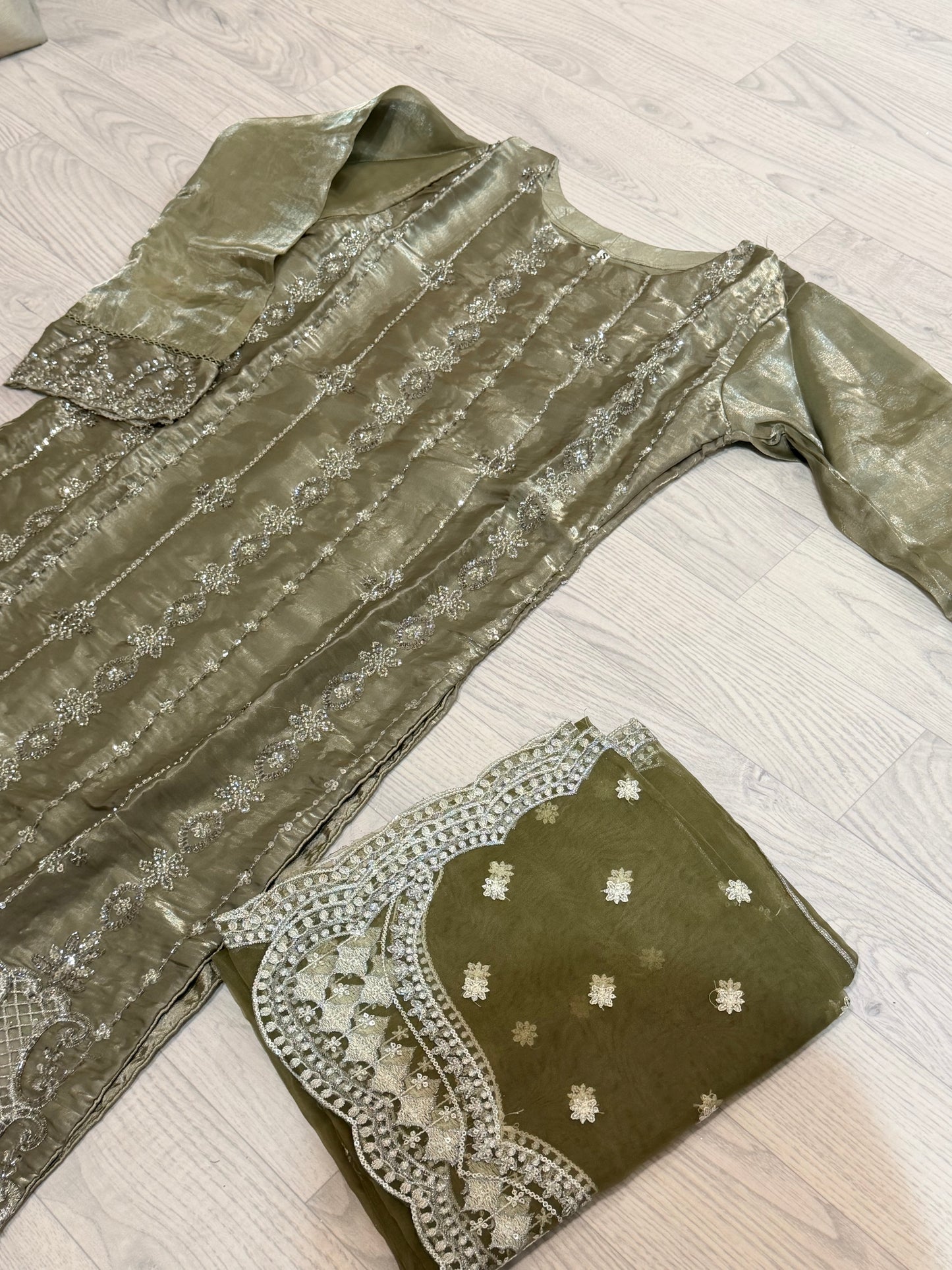 Sheesha Silk – Eid Collection- olive green
