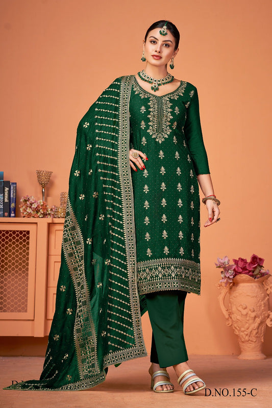 IND Green Embroidered Suit 175