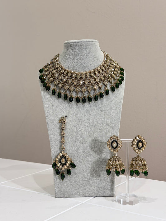 Dark Green / Gold Jewellery Set