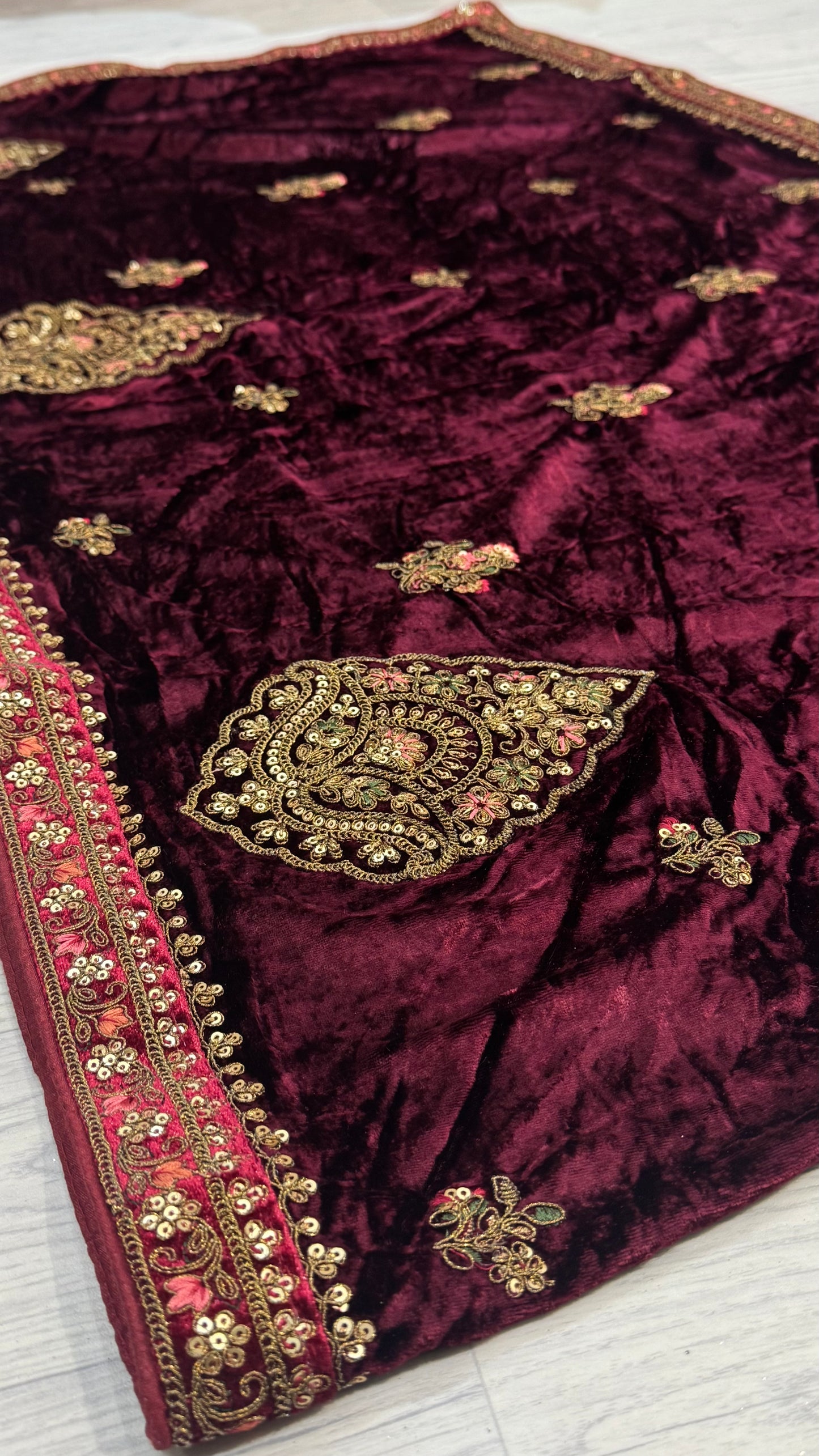 Bordeaux Velvet Dupatta