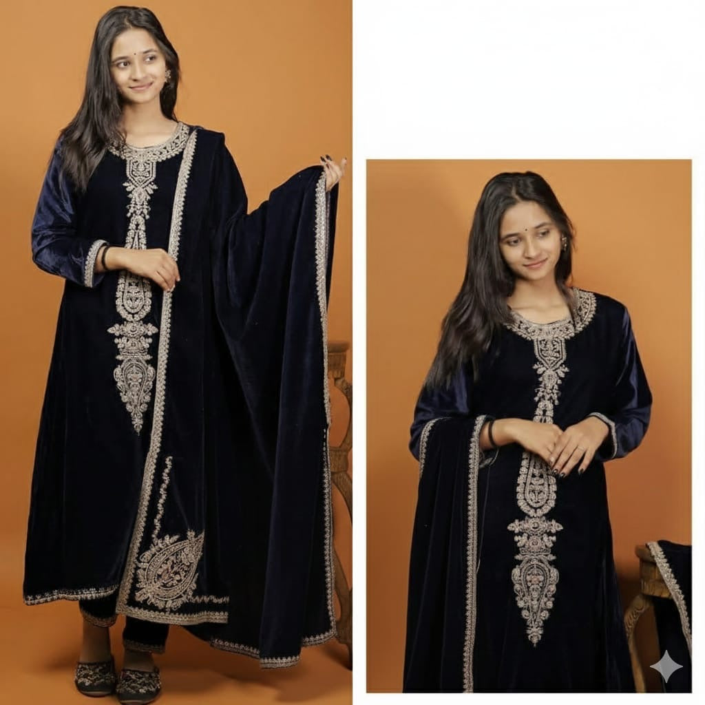 Velvet Festive 3-Piece Suit – Black