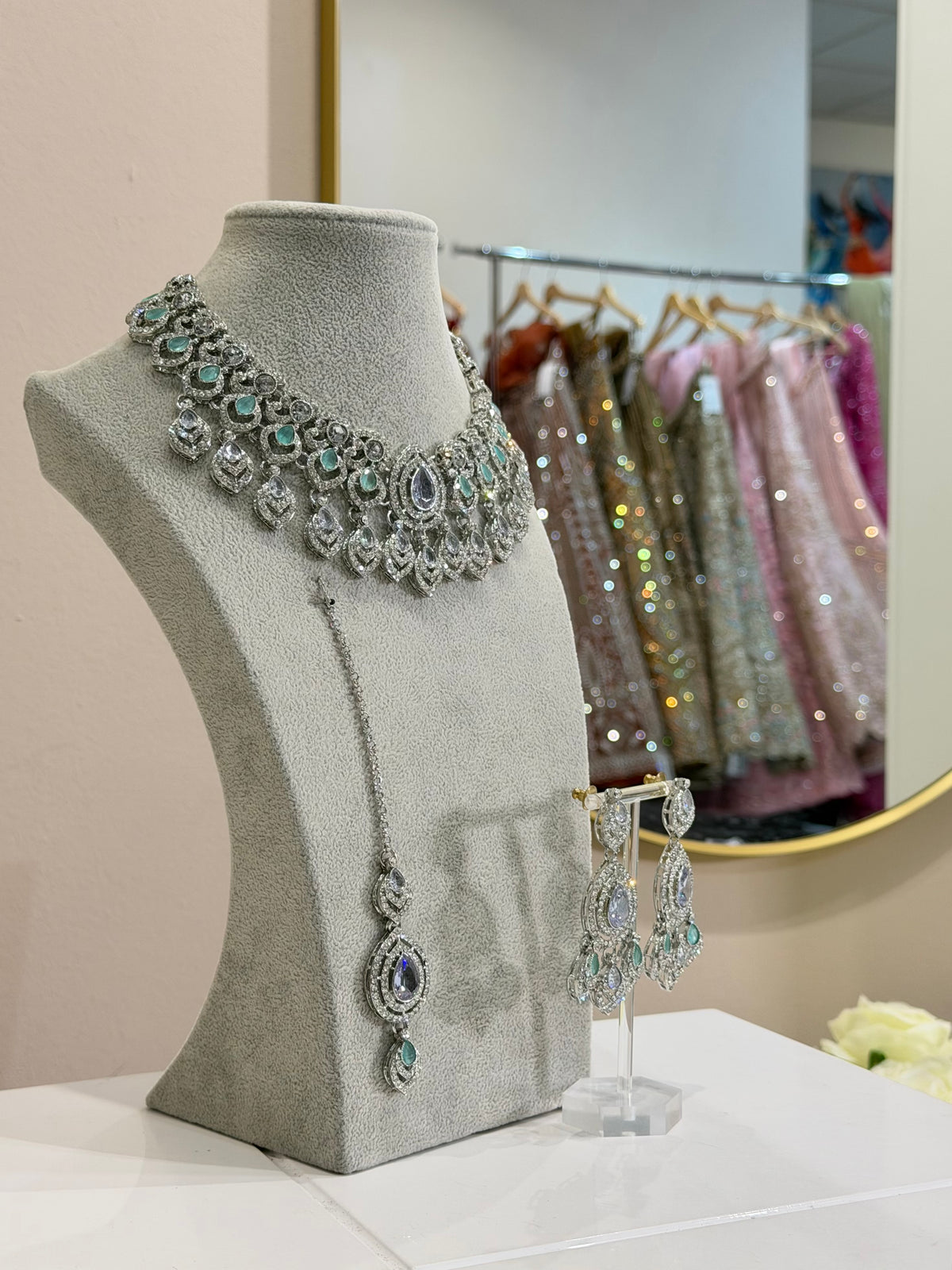 Aqua / Silver AD Jewellery Set