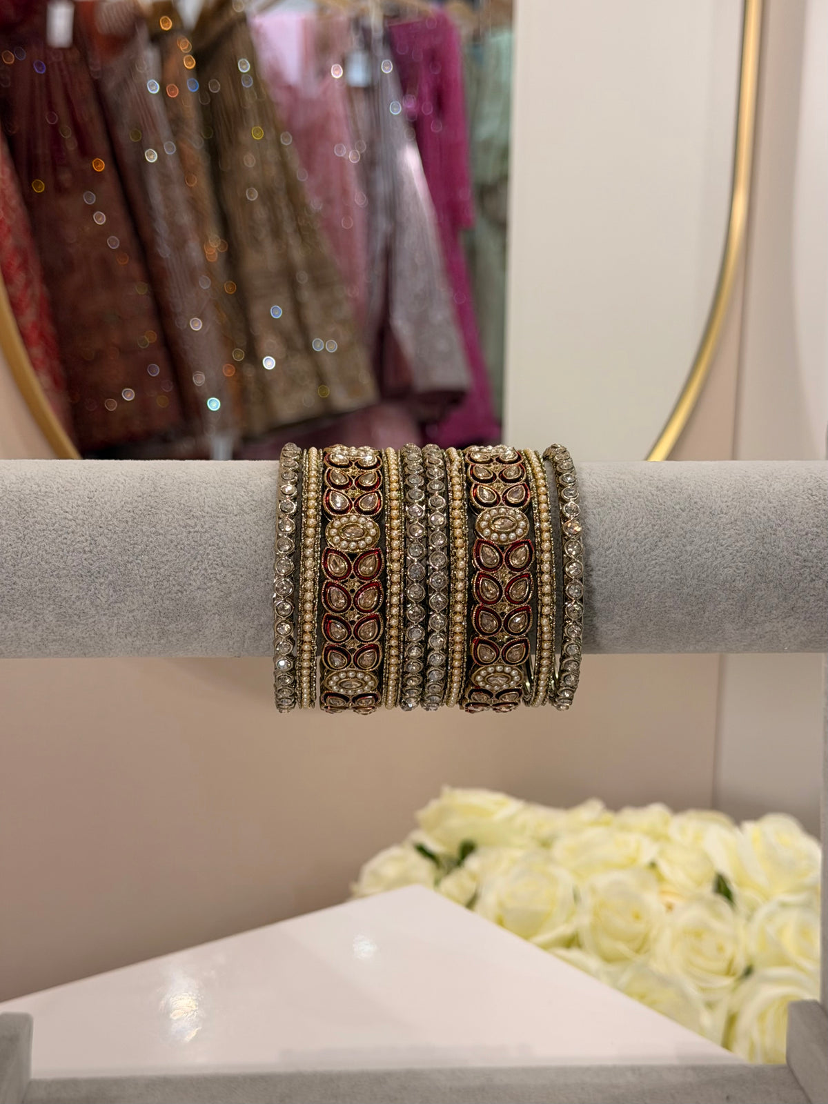 Red / Gold Metal Bangles - 10-teilig -D4